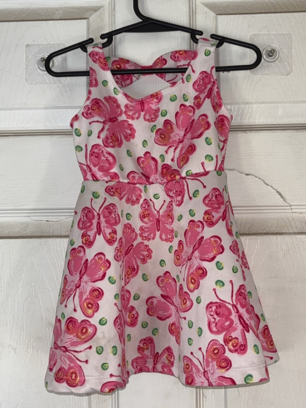 Girls' Pink Cotton Butterfly print dress